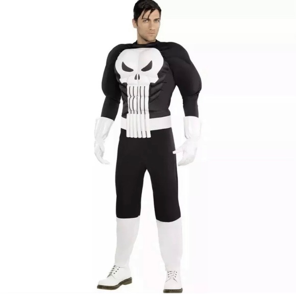 NEW Marvel The Punisher Muscle Men’s Adult Halloween Costume Plus Size 48-52 - Picture 1 of 7